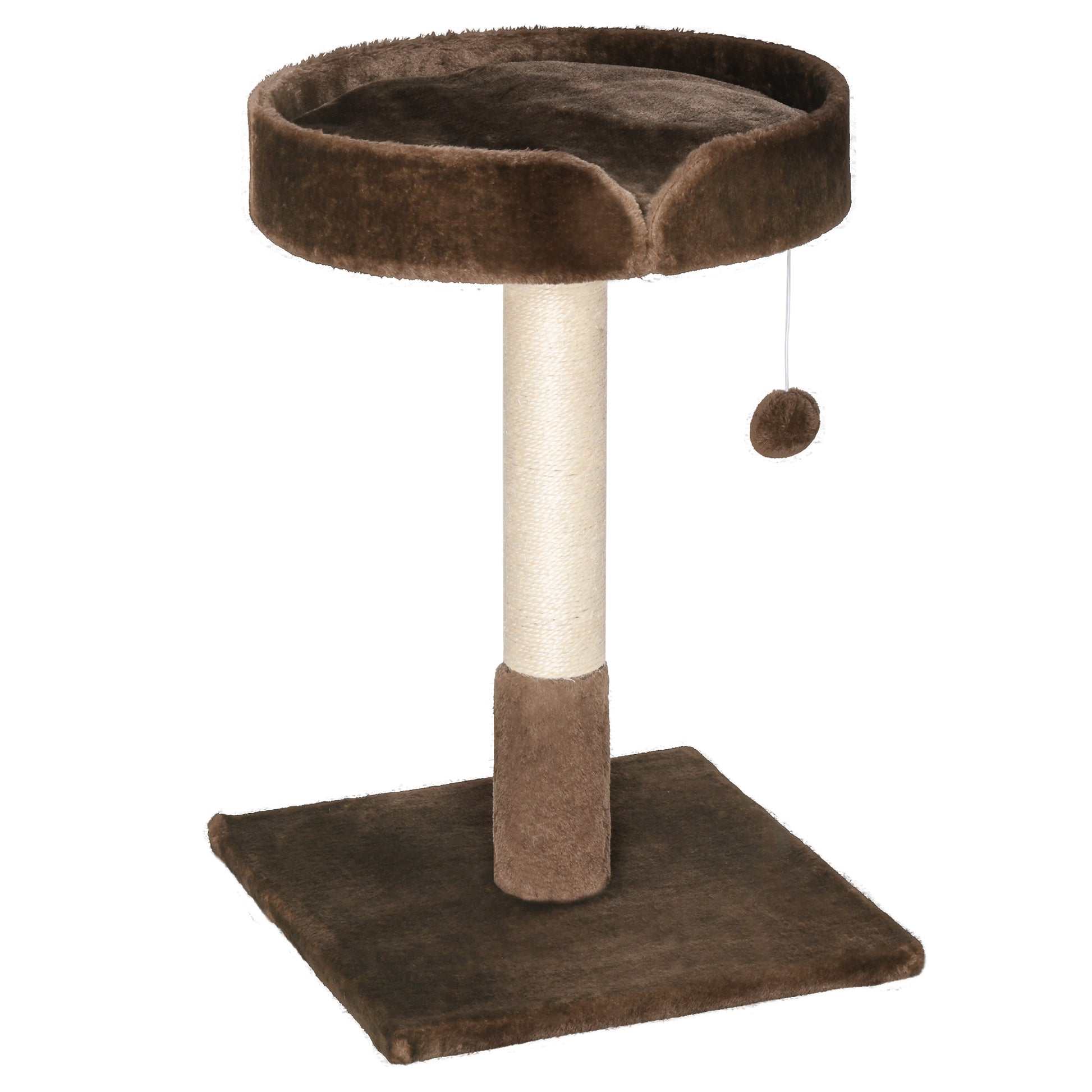 Compact Cat Tree Sisal Scratching Post Soft Bed Play Toy Aosom UK Default Title