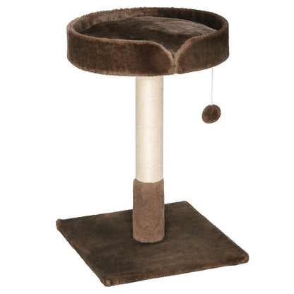 Compact Cat Tree Sisal Scratching Post Soft Bed Play Toy Aosom UK Default Title