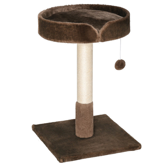 Compact Cat Tree Sisal Scratching Post Soft Bed Play Toy Aosom UK Default Title