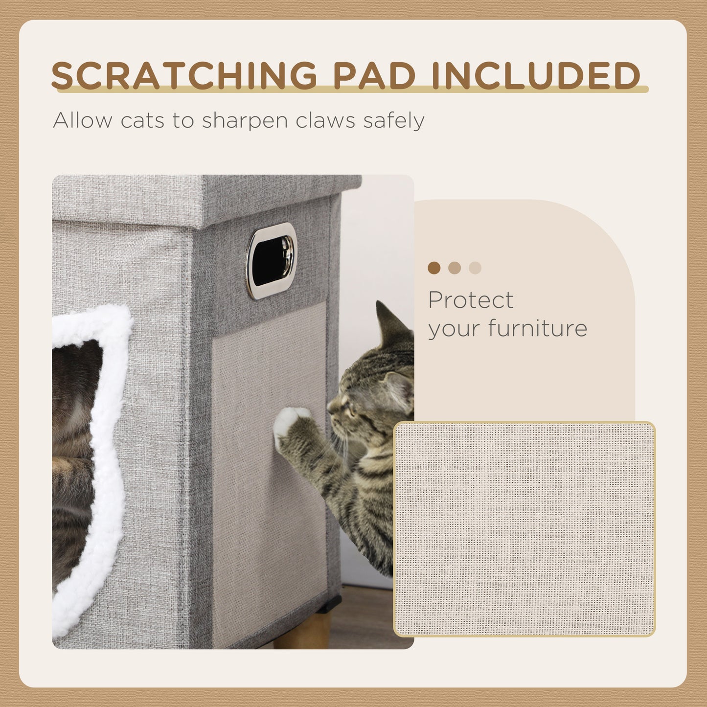 Cat Ottoman Bed 2 In 1 Cosy Cave With Cushion Scratcher Aosom UK