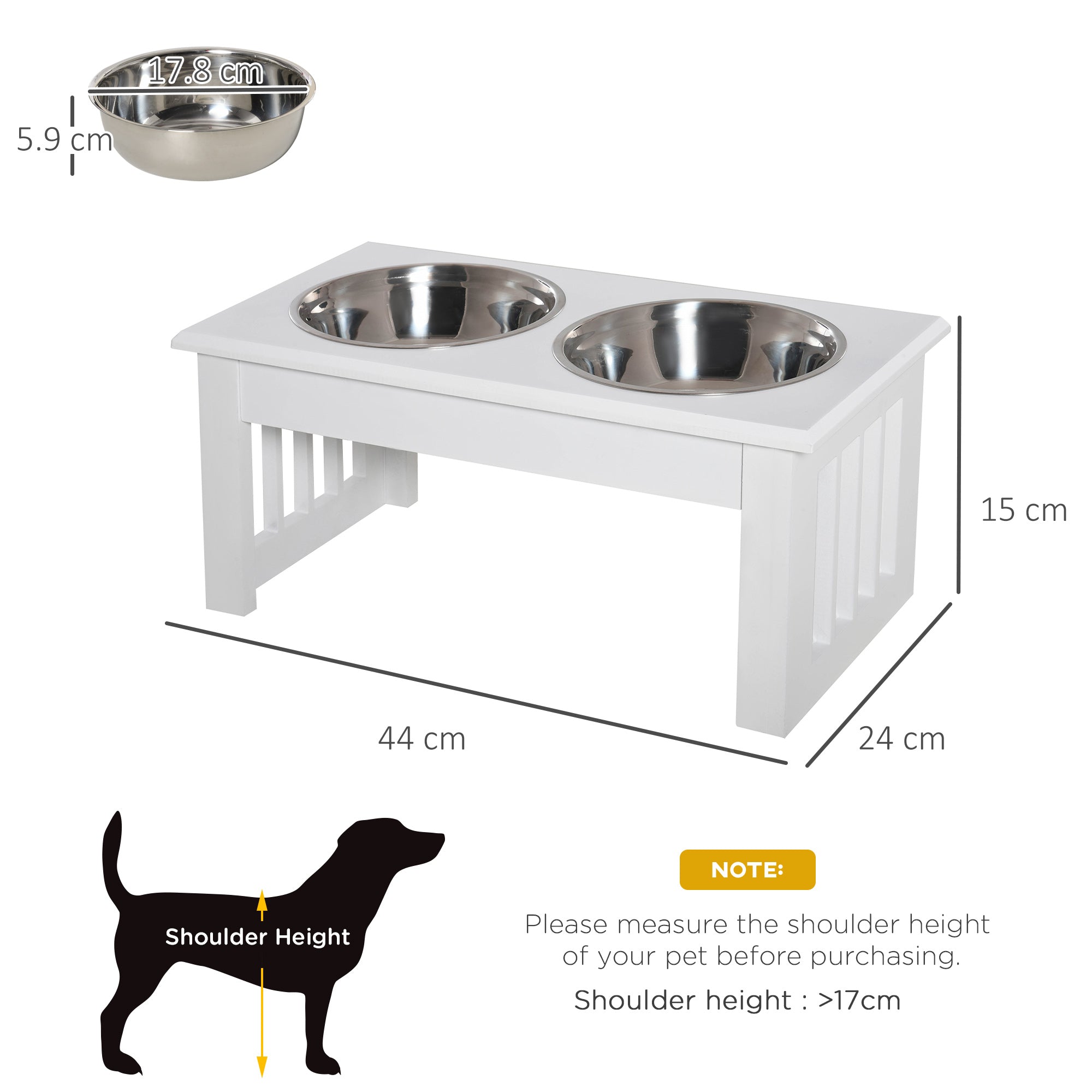 Stainless Steel Pet Feeder, Durable & Easy to Clean, Ideal for Cats & Dogs, White