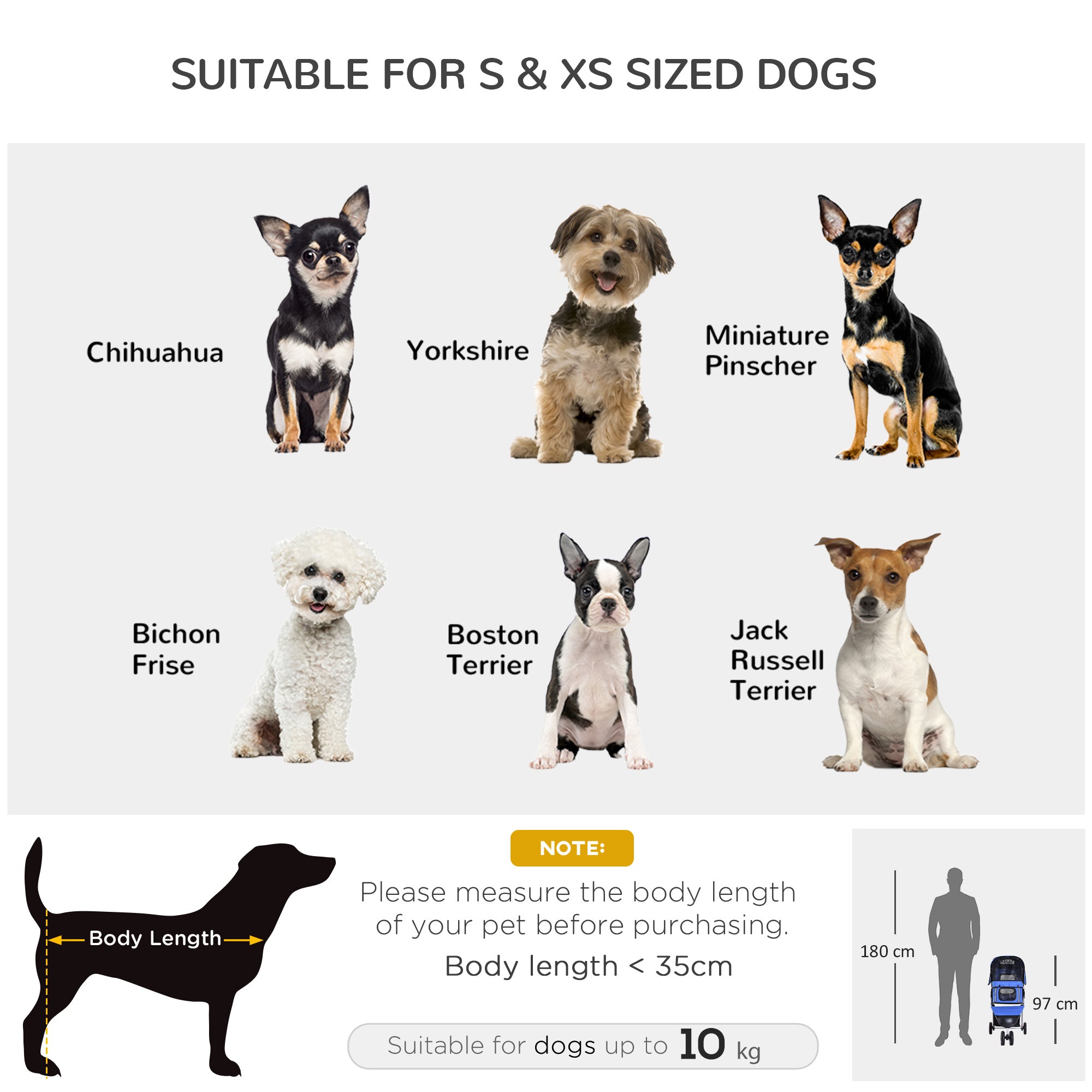 Dog Stroller, Miniature Dog and Cat Pushchair with Cover, Cup Holder, Storage, Reflective Safety Strips, Blue