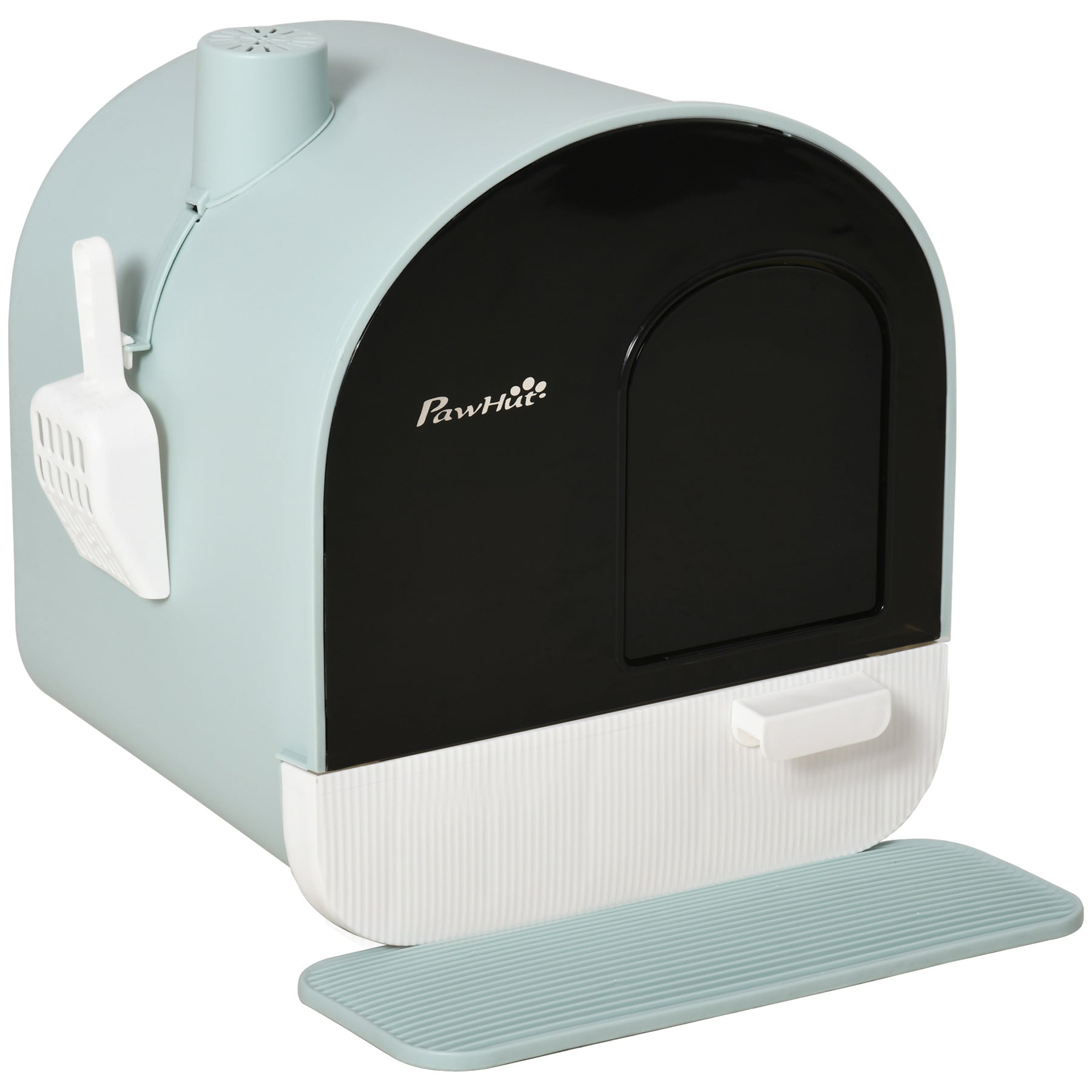Hooded Cat Litter Box, Enclosed Kitten Litter Tray with Scoop, Filter & Flap Door, Green