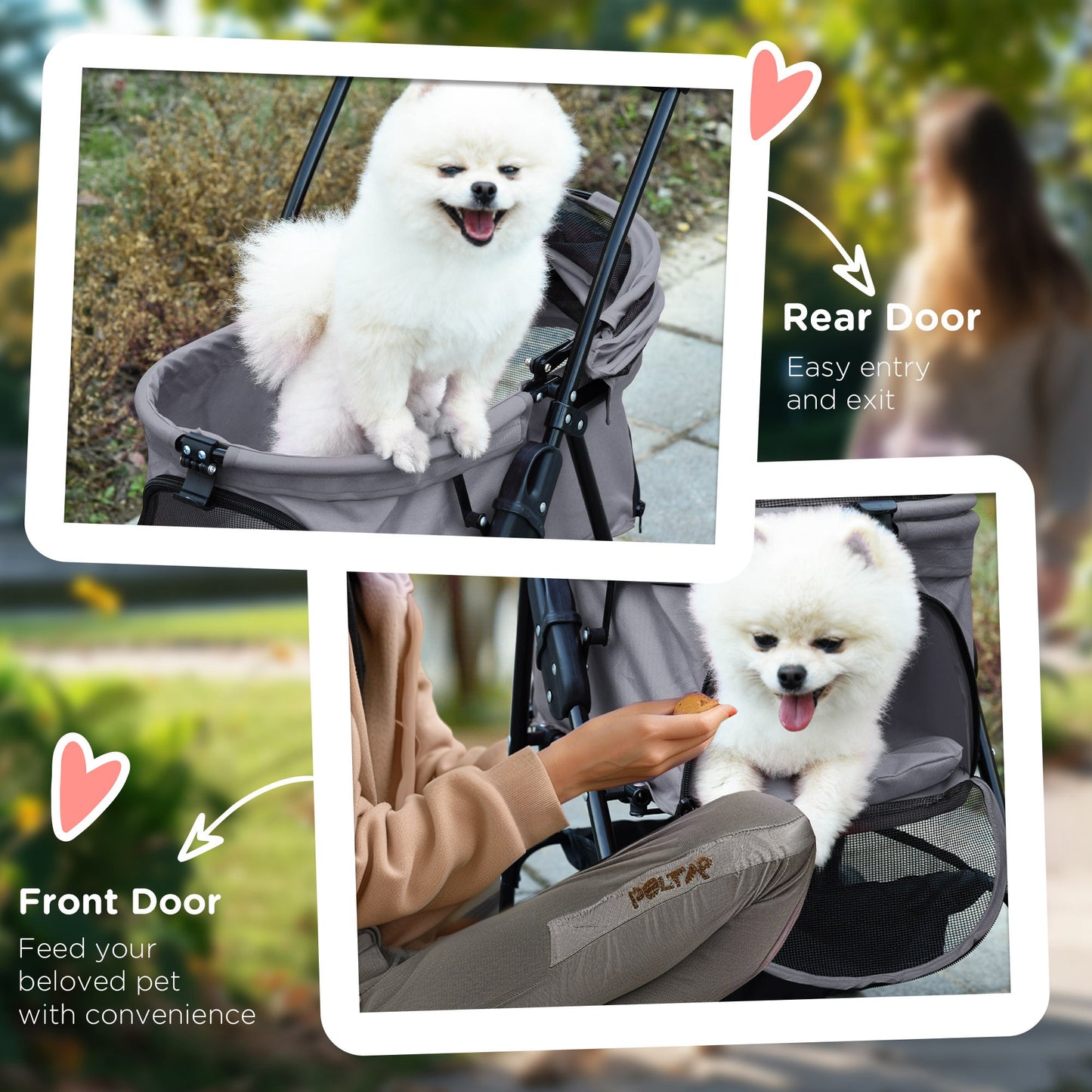 No Zip Pet Stroller Dog Cat Travel Pushchair One Click Fold Aosom UK