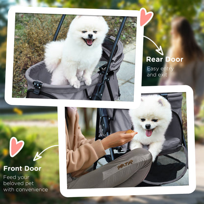 No Zip Pet Stroller Dog Cat Travel Pushchair One Click Fold Aosom UK