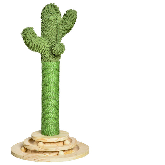 Cactus Shaped Cat Tree Tower Green With Sisal Scratching Aosom UK Default Title