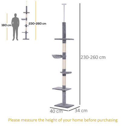 Cats Floor To Ceiling Scratching Post W 5 Tier Plush