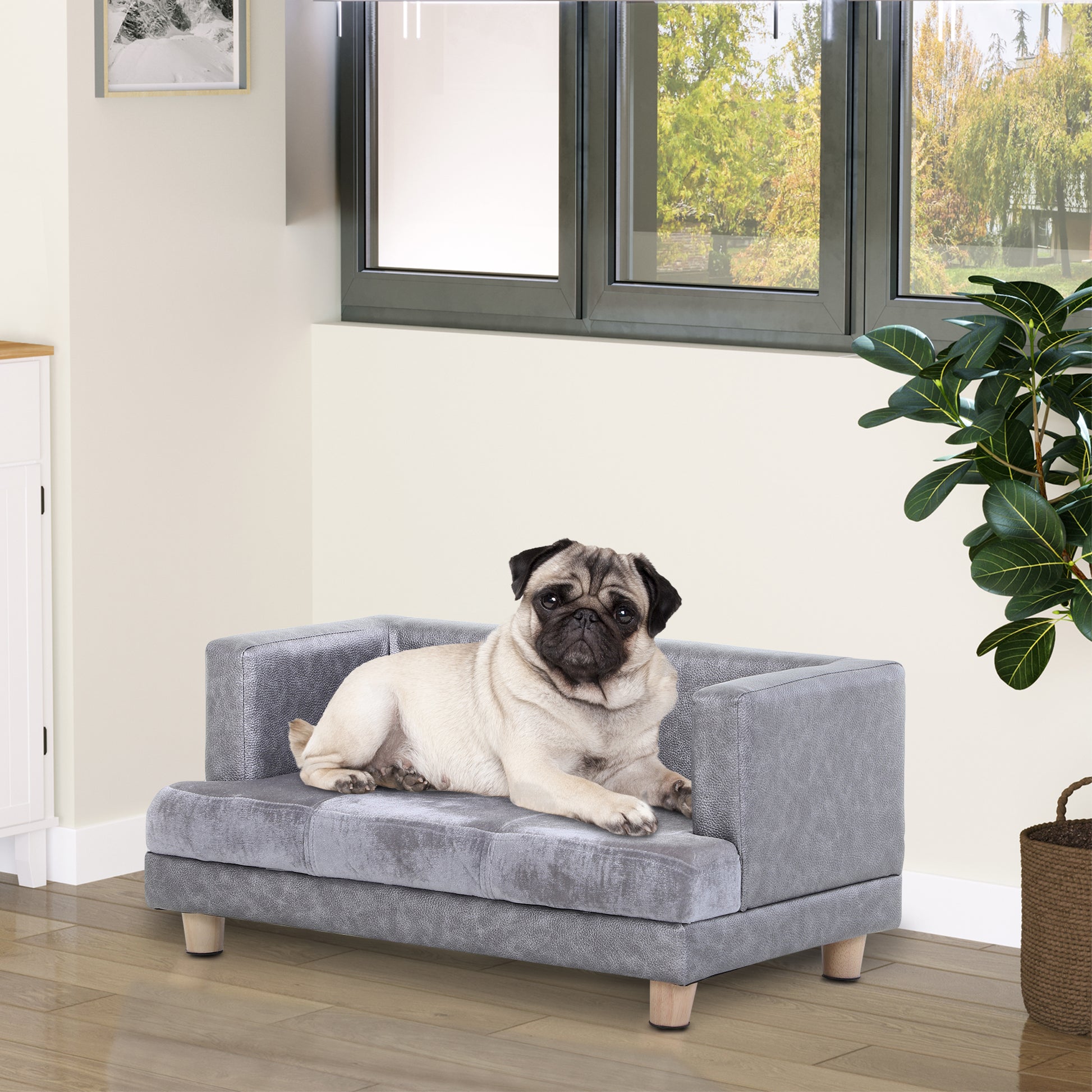 Dog Sofa Bed For Small Sized Dogs Elevated Pet Chair Aosom UK