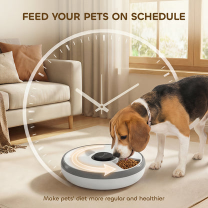 PawHut Automatic Cat Feeder Programmable Timer for Dry Wet Food Cat Food Dispenser with Ice Pack for 6 Meals PawHut