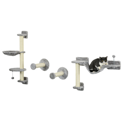 Cat Shelves Fit Up To 5Kg 4 Piece Set With Hammock Perches Aosom UK Default Title