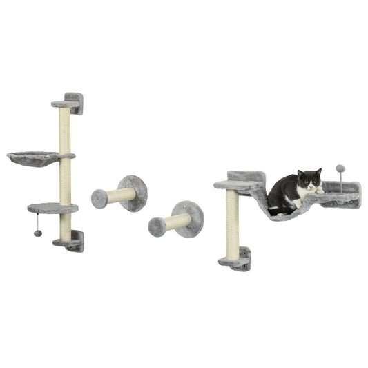 Cat Shelves Fit Up To 5Kg 4 Piece Set With Hammock Perches Aosom UK Default Title