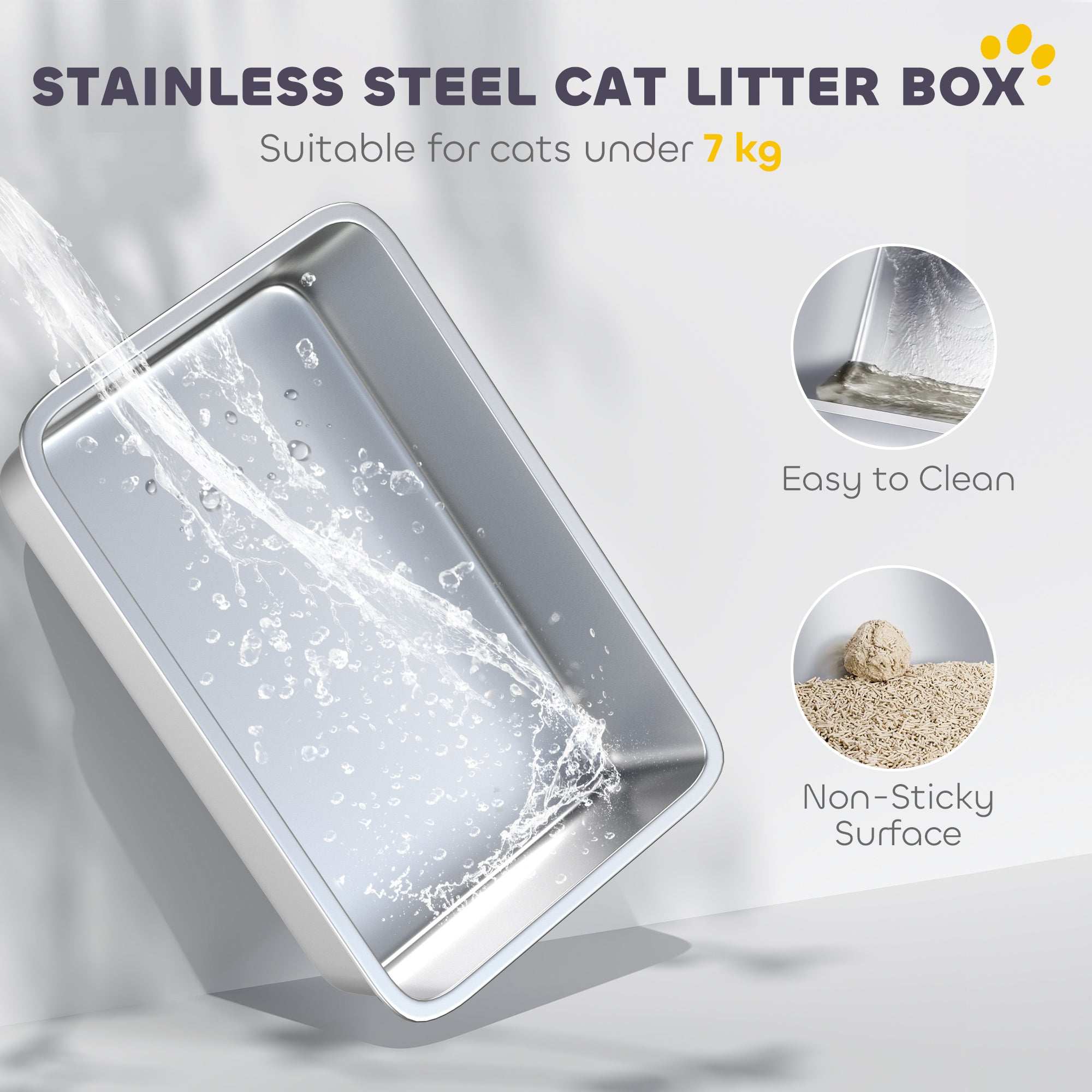 Extra Large Stainless Steel Litter Box, Enclosed Cat Litter Tray with Scoop, Deodorizer Bag, Front-Entry and Top-Exit