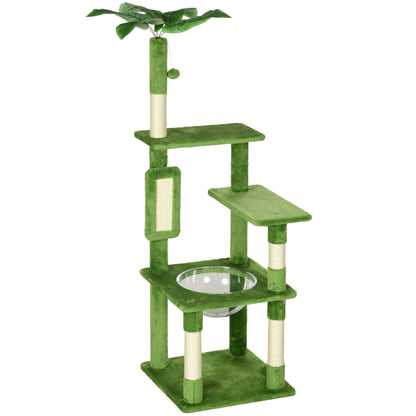 142Cm Cat Tree Tower With Scratching Post Hammock Toy Ball Aosom UK Default Title