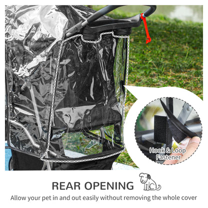 Pet Travel Stroller With Rain Cover 3 Wheels Foldable Cat Aosom UK