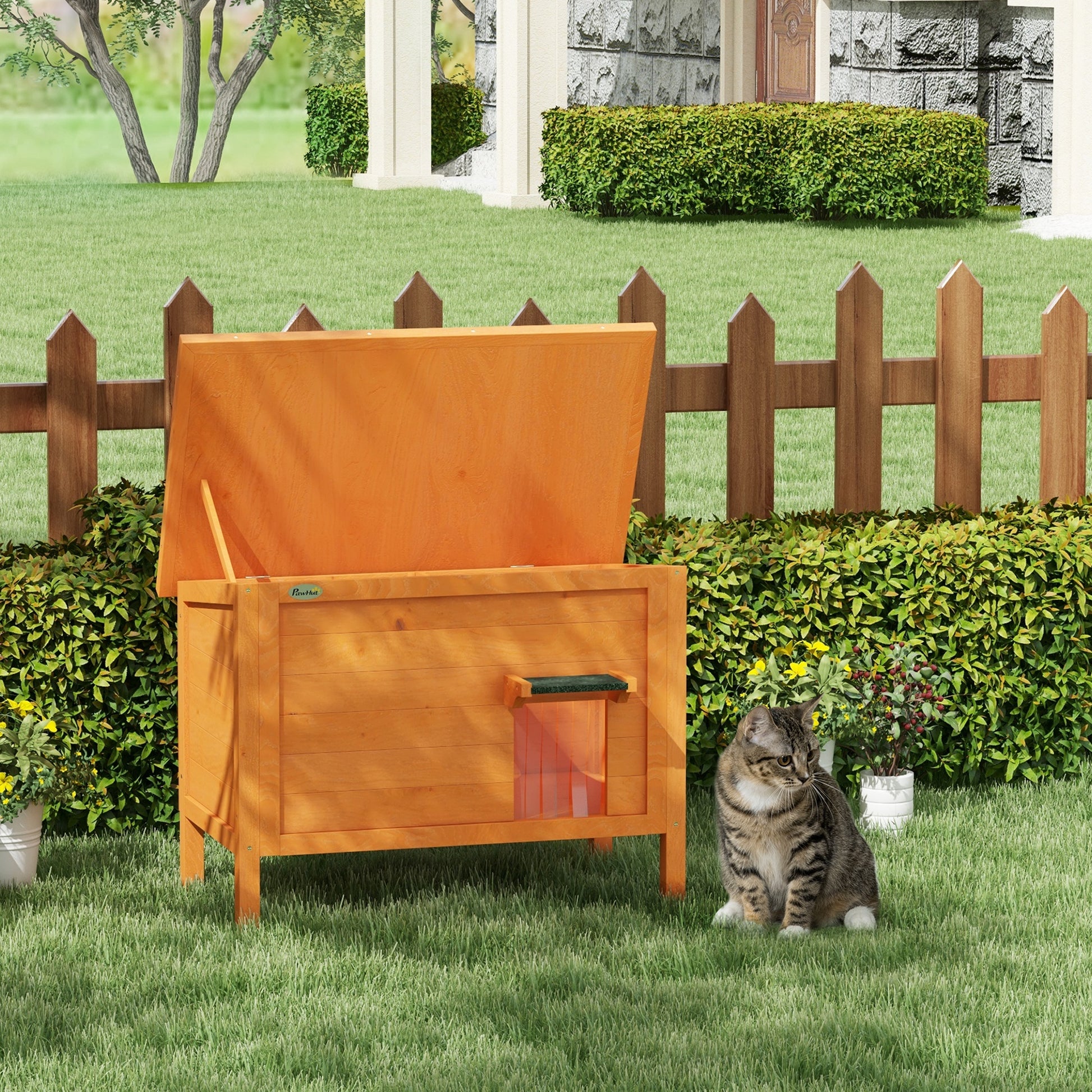 Feral Cat House Wooden Insulated With Removable Floor Water Aosom UK