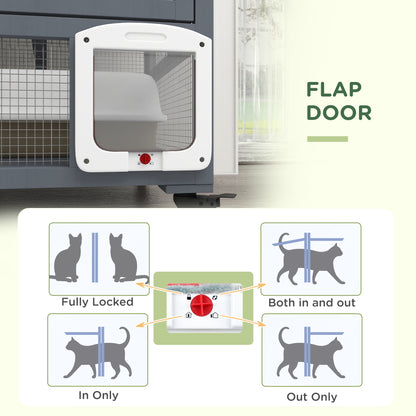Cat Cage House Catio Outdoor Enclosure On Wheels Weather Aosom UK
