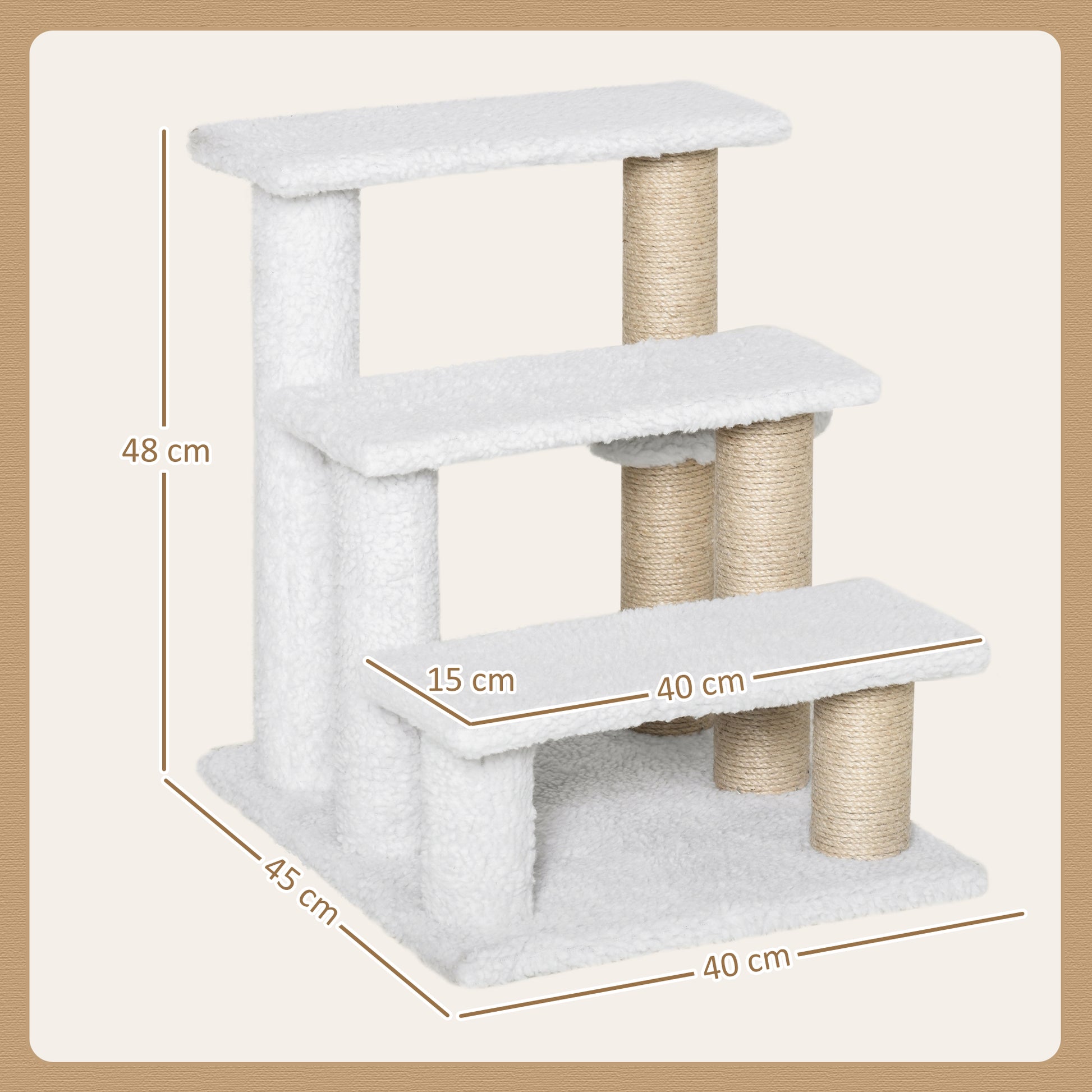 Pet Stair With 3 Step Climb Ladder Scratching Posts Aosom UK
