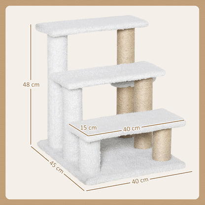 Pet Stair With 3 Step Climb Ladder Scratching Posts Aosom UK