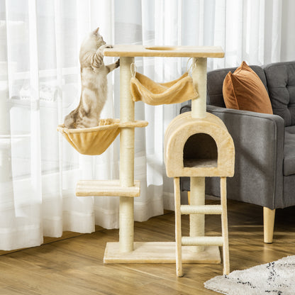 Cat Tree With Scratching Post Hammock Condo Basket Ladder Aosom UK