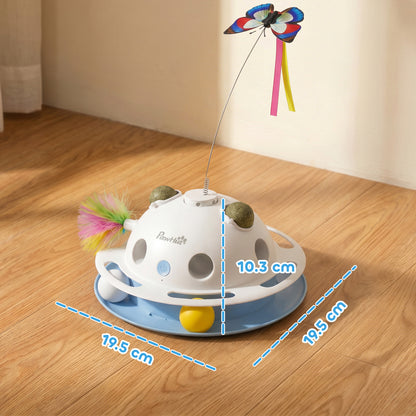 PawHut 4-in-1 Interactive Cat Toy with Moving Feather, Butterfly & Catnip Interactive Cat Toy PawHut