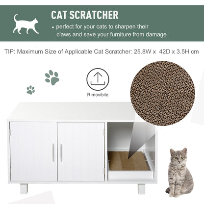 Wooden Cat Litter Box Enclosure House With Nightstand End Aosom UK