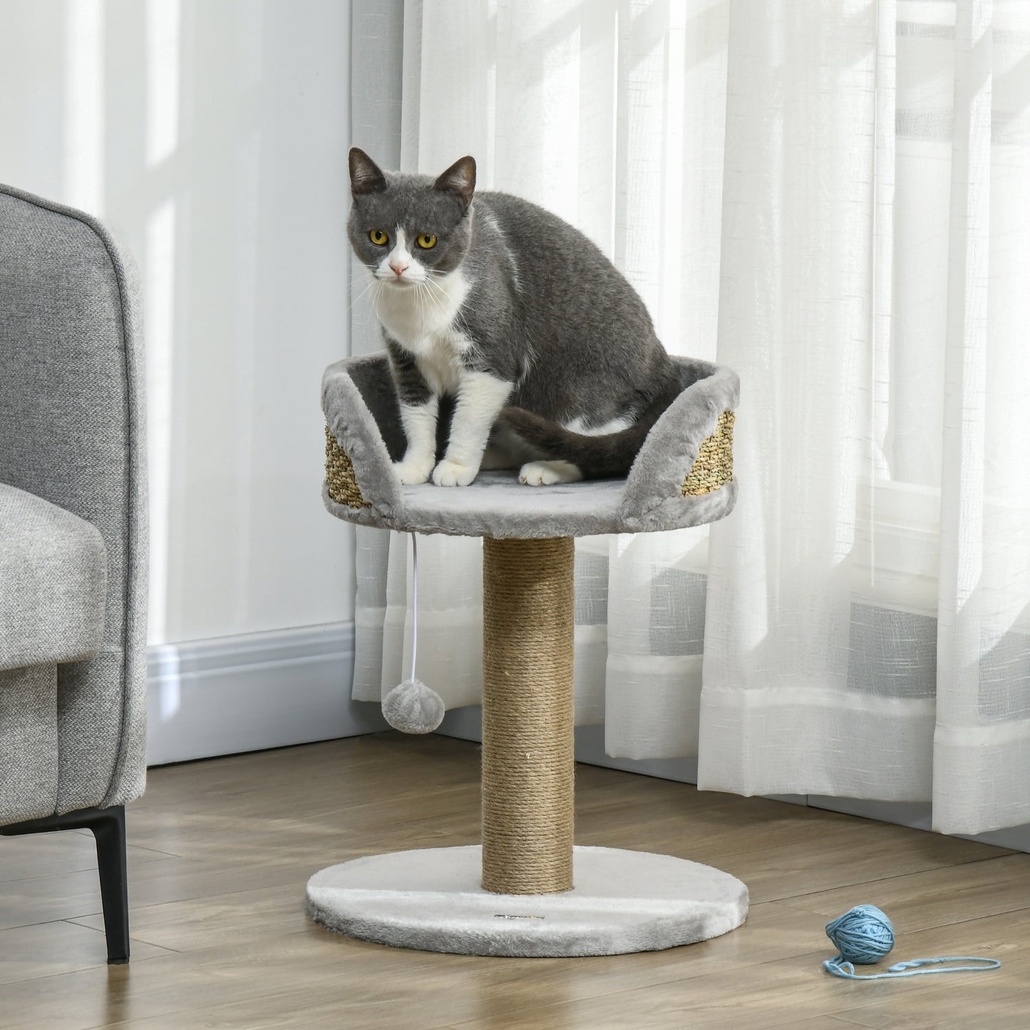 Cat Tree Tower With Scratching Posts Grey Aosom UK