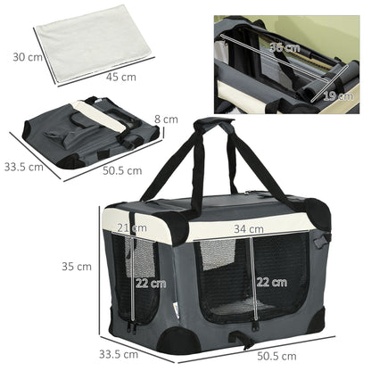 Foldable Pet Carrier Portable Dog Cage Cat Travel Bag Aosom UK
