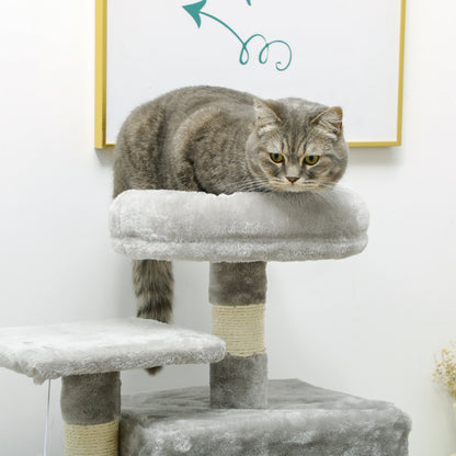 Cat Tree With Scratching Post House Hammock Grey Aosom UK