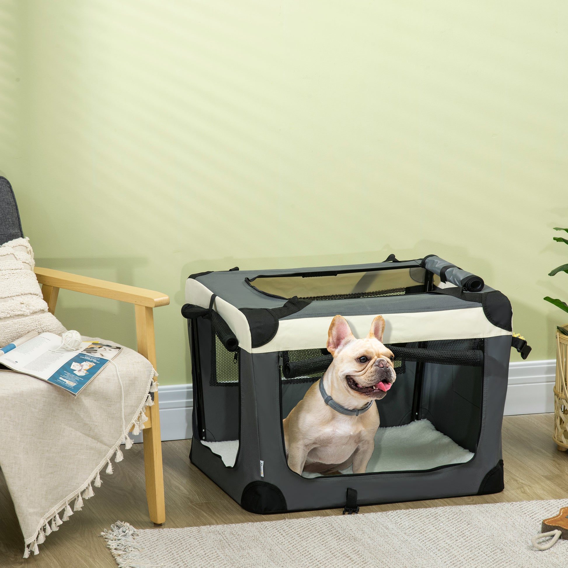 70Cm Pet Carrier Foldable Dog Bag Portable Cat Travel Aosom UK