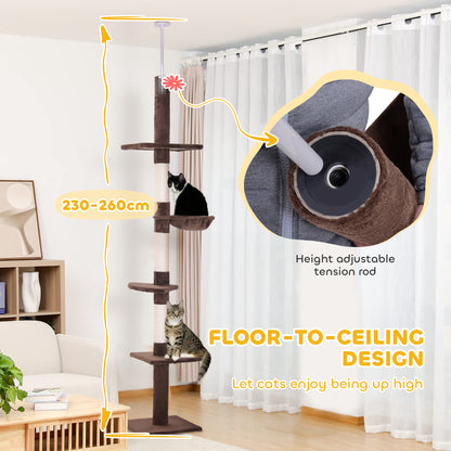 Cat Climbing Tree 5 Tier Floor To Ceiling Adjustable