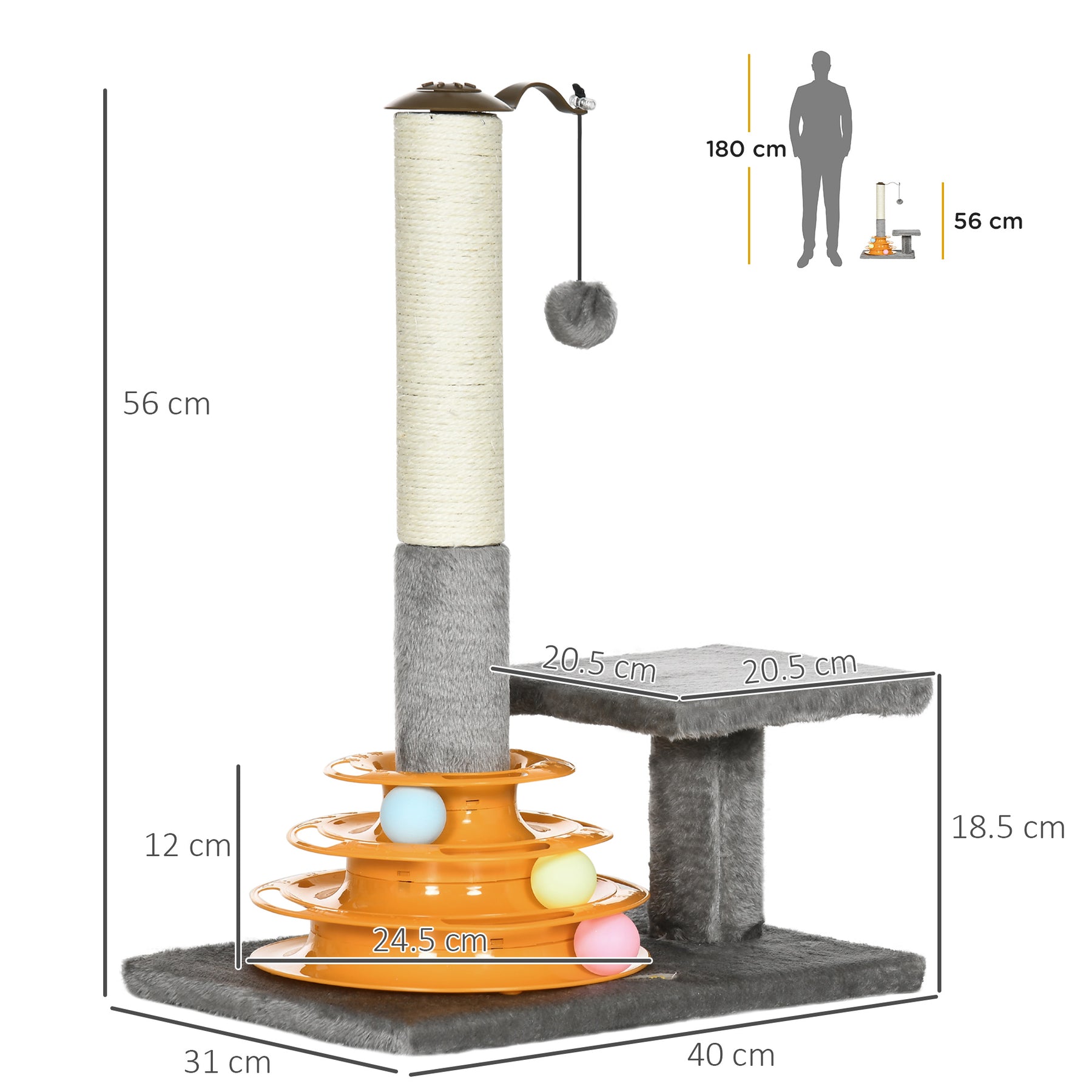 Cat Tree Tower Activity Center Climbing Stand Kitten House Furniture with Scratching Posts Toy and Perch Grey