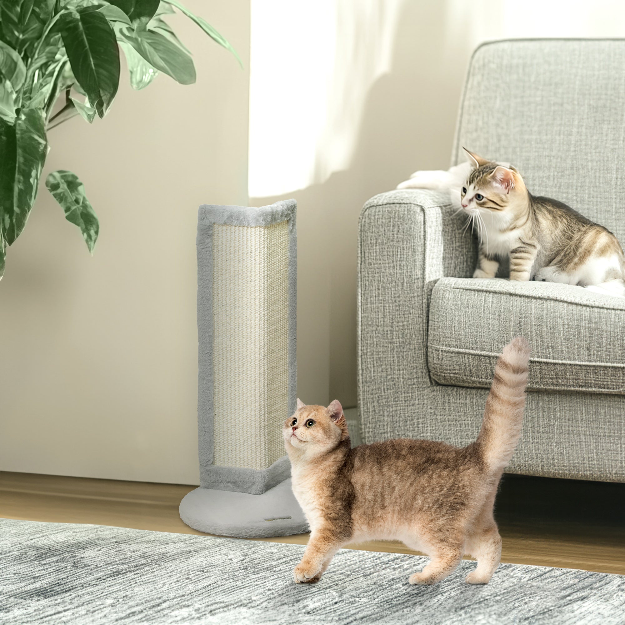 Corner Cat Scratching Post with Sisal Scratching Pad, Grey