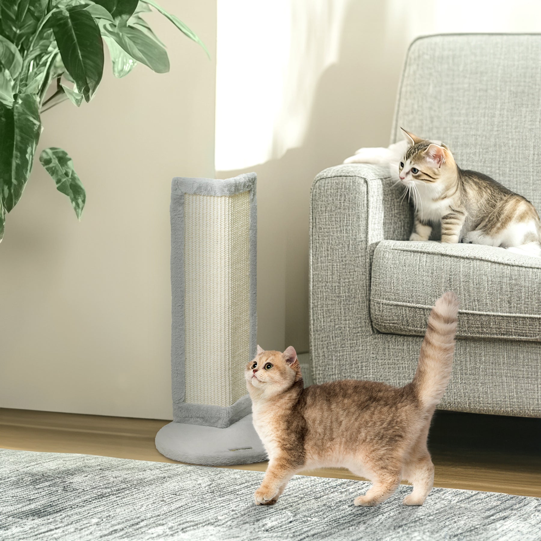 Corner Cat Scratching Post with Sisal Scratching Pad, Grey