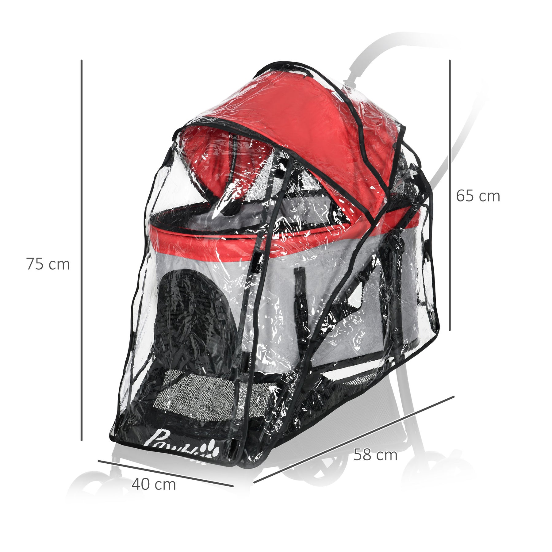 Rain Cover for Dog Pram, Protective Cover for Pet Stroller Buggy Pushchair, for Small Miniature Dogs Cats, Front Rear Entry