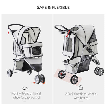 Small Dog Stroller With Cover Folding Cat Pram Pushchair Aosom UK