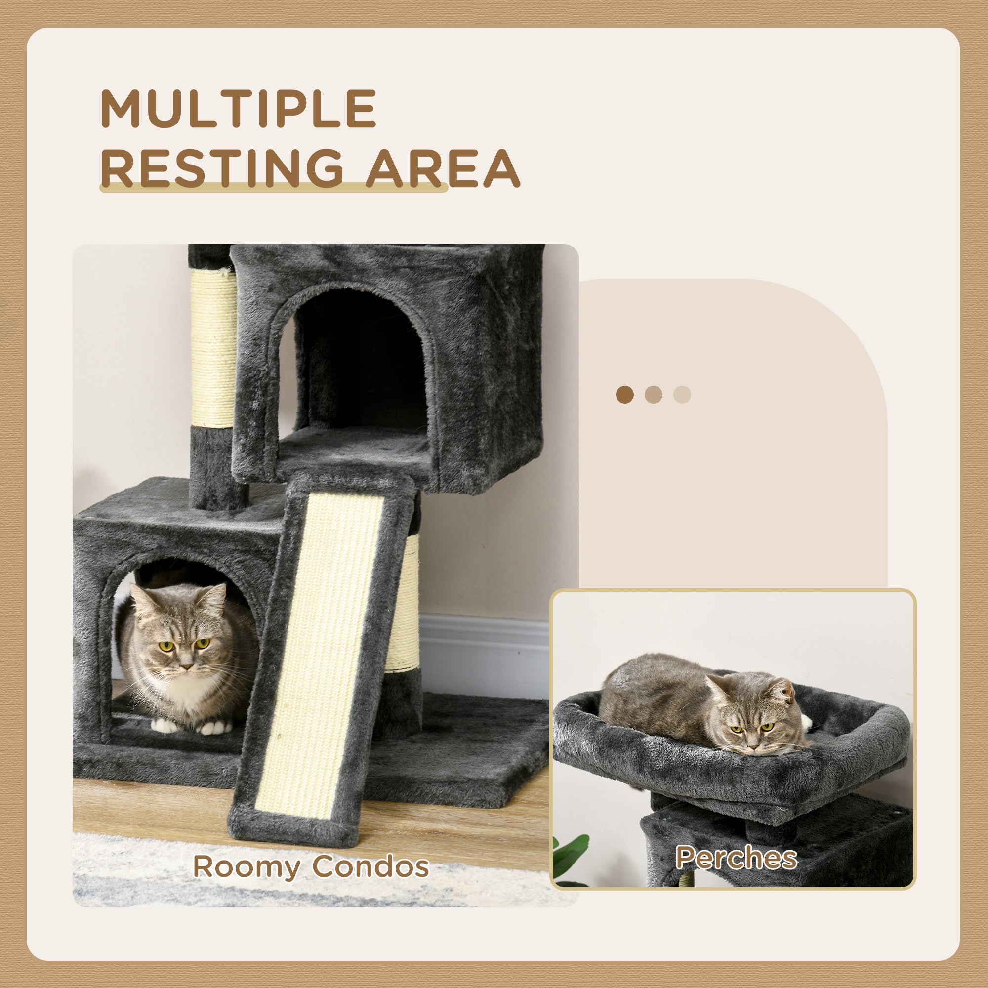 Cats 3-Tier Sisal Rope Leisure Tree Dark Grey