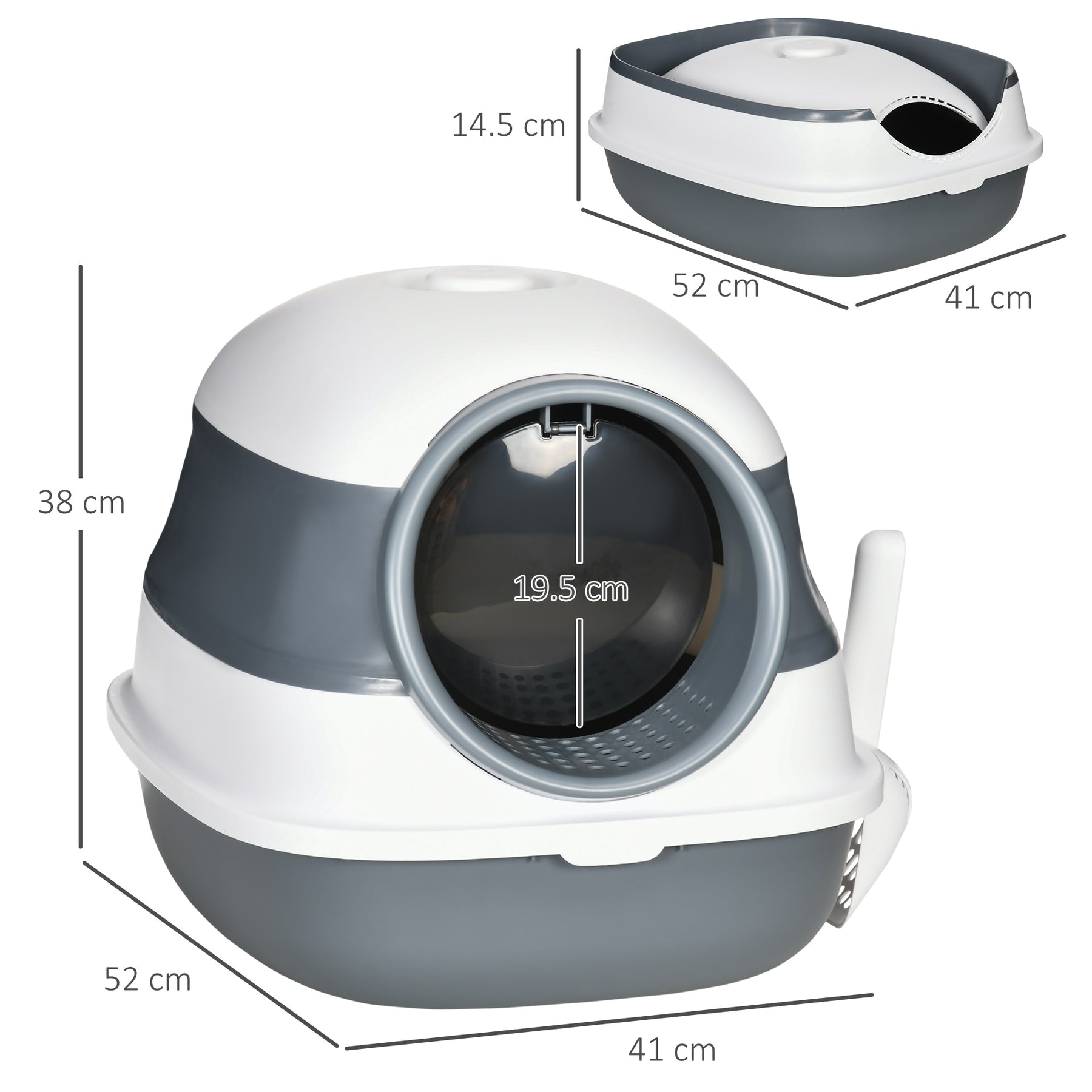Cat Litter Tray with Lid, Hooded Cat Litter Box with High Sides, Deodorant, No Litter Spill, Large Two-way Entrance, Scoop Included