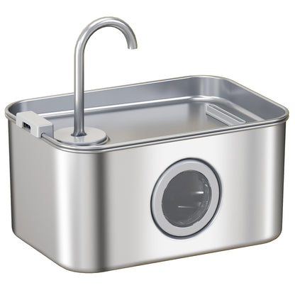 PawHut 3.2L Cat Water Fountain for Drinking, Cat Fountain Stainless Steel with Visible Water-Level Window, Ultra-Silent Pump PawHut Default Title