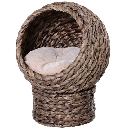 Wicker Cat Bed Raised Rattan Basket With Cylindrical Base Aosom UK Default Title