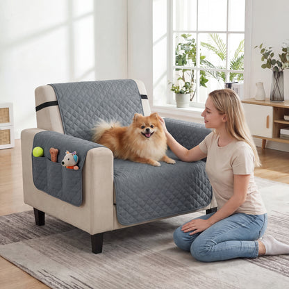 PawHut Waterproof Sofa Cover, Soft Couch Cover for Dogs Cats Pets, Non Slip Sofa Slipcoevr with Elastic Straps PawHut