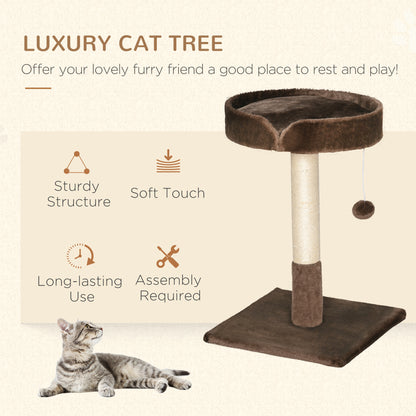 Compact Cat Tree Sisal Scratching Post Soft Bed Play Toy Aosom UK