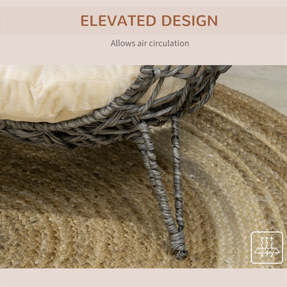 Rattan Elevated Cat Bed Cosy Ball Shaped Kitten Abode Aosom UK
