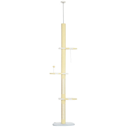 PawHut Floor to Ceiling Cat Tree with House, Hammock & Perches – Adjustable 225–255cm Cat Tower Floor to Ceiling Cat Tree PawHut Default Title