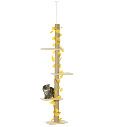 PawHut Adjustable Floor to Ceiling Cat Tree with Jute Scratching Posts & Perches Floor to Ceiling Cat Trees PawHut Default Title