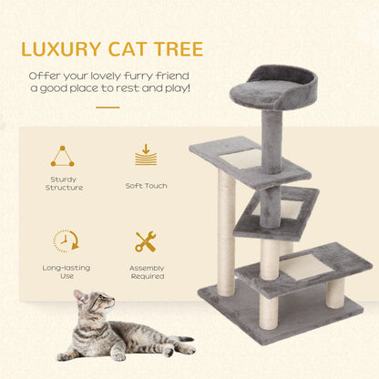 Cat Tree Tower for Large Cats with Sisal Scratching Posts Cat Tree PawHut