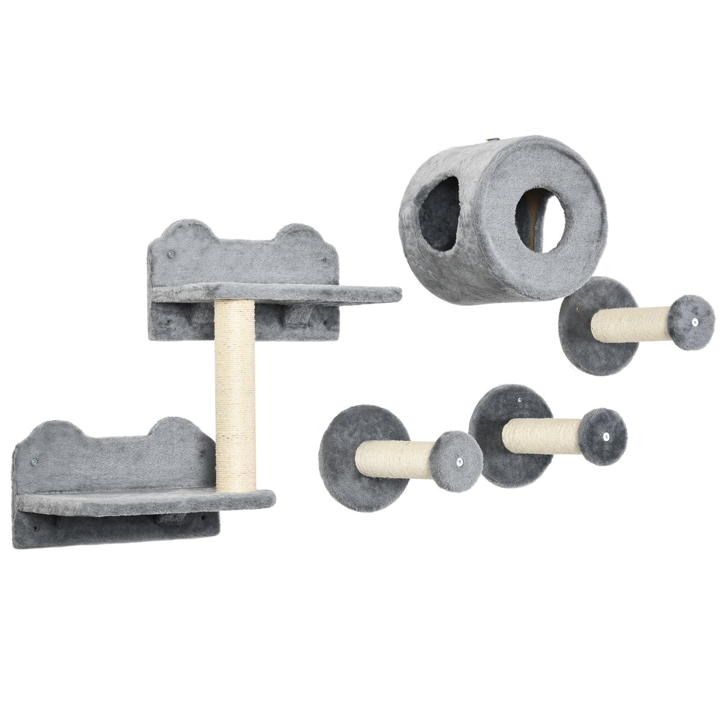 5Pcs Cat Wall Furniture With Perch House Scratching Post Aosom UK Default Title