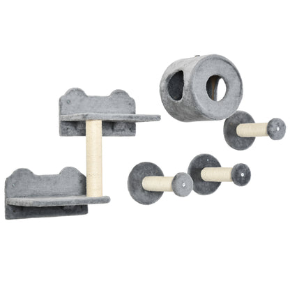 5Pcs Cat Wall Furniture With Perch House Scratching Post Aosom UK Default Title