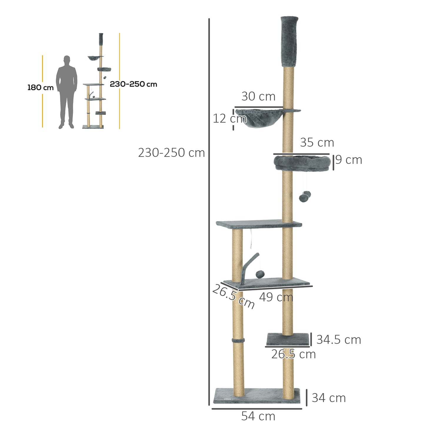 Floor To Ceiling Cat Tree 6 Tier Climbing Activity Centre