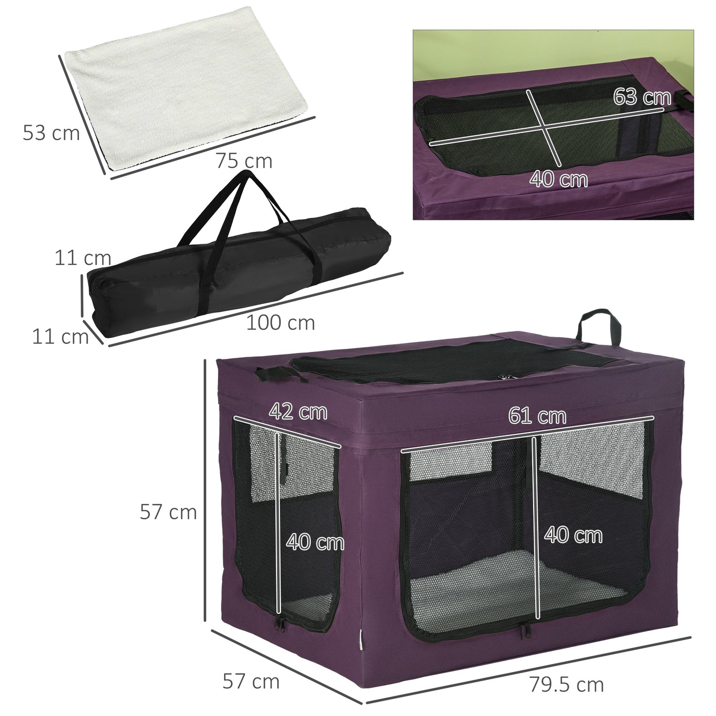 Foldable Pet Carrier For Small And Medium Dogs Portable Cat Aosom UK