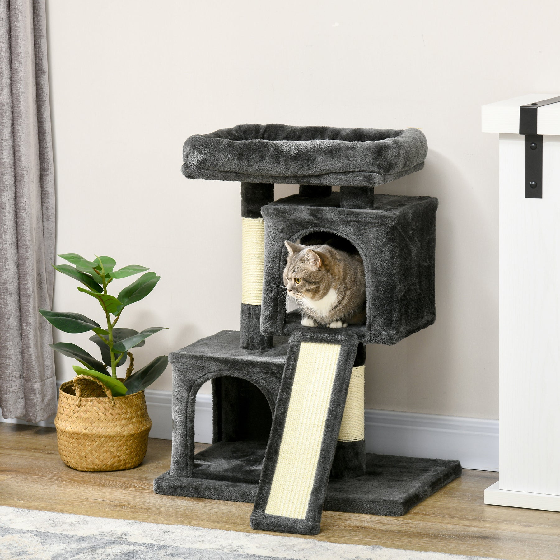 Cats 3-Tier Sisal Rope Leisure Tree Dark Grey